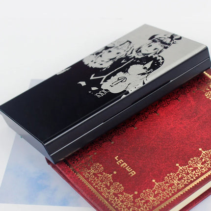 Animation Anime Derivatives Black Red Thin Slim Cigarette Case For Women Metal Aluminum Alloy Sliding Cigarette Box Man Custom
