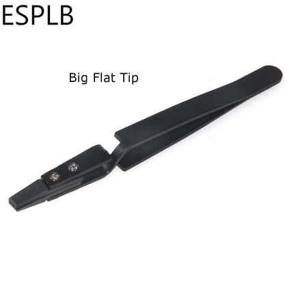 ESPLB Newest Reverse Tweezers Black Plastic Tip Stainless Steel Handle Precision Tweezers Curved/Flat/Straight Tip Tweezers