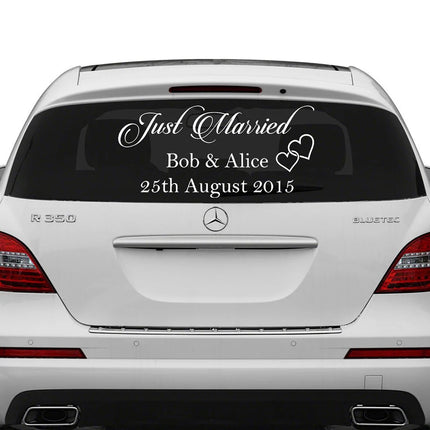 Just Married Car Window Wall Sticker Personalized Custom Wedding Date Groom Bride Names Decal Removable Vinyl Decor Decals Y130