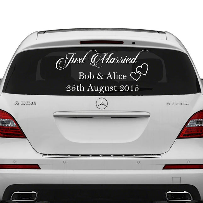 Just Married Car Window Wall Sticker Personalized Custom Wedding Date Groom Bride Names Decal Removable Vinyl Decor Decals Y130