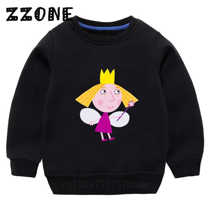 New Spring Autumn Baby Girls Sweatshirts Ben and Holly Kingdom Cartoon Cute Kids Hoodies Children Pullover Tops Boys Clothes