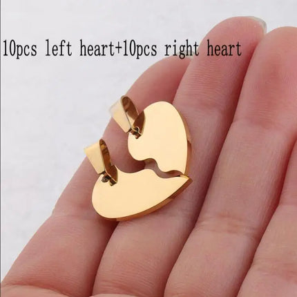 20pcs 100% Mirror Polished Stainless Steel Heart Blank Puzzle Charm Pendant Broken Heart Charm Pendants High Polished Wholesale