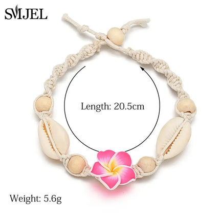 SMJEL Bohemian Shell Anklets for Women Handmade Woven Natural Shell Foot Jewelry Summer Beach Barefoot Bracelet ankle on Leg