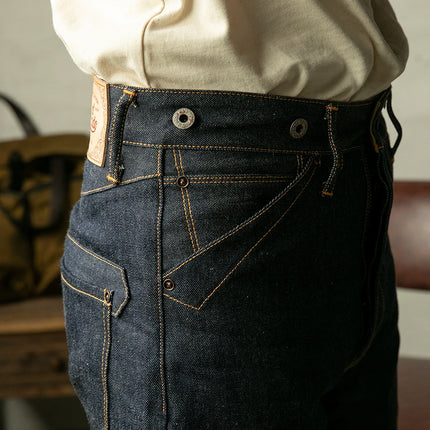 RS-0002B Red Tornado High Waist Raw Indigo Selvage Unwashed Denim Pants Unsanforized Jean 14oz