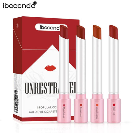 4-Lasting Stick Waterproof Lip Set - Long-Lasting Matte Lipstick with Transparent Finish - Perfect Valentine's Day Gift for Her