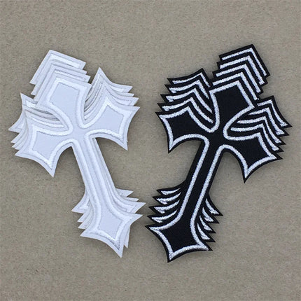 10pcs Lot Cross Patches on Clothes Diy Embroidered Appliques Iron on Patches for Clothing Jeans Stickers Badges (7.0x10.3CM)