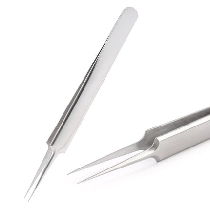 1PC Tweezers Stainless Steel Gold Blue for eyelash extension high-precision eyelash extension tweezers Thin tip