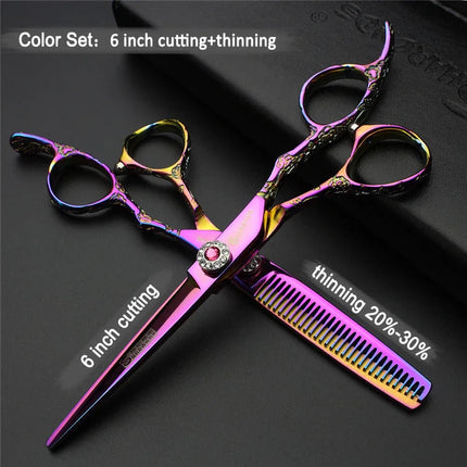 6/7 inch Japan440c Steel Professional Barber Scissors Hair Design Tool Barber Scissors Hairstylist Hairdressing Scissors Salon