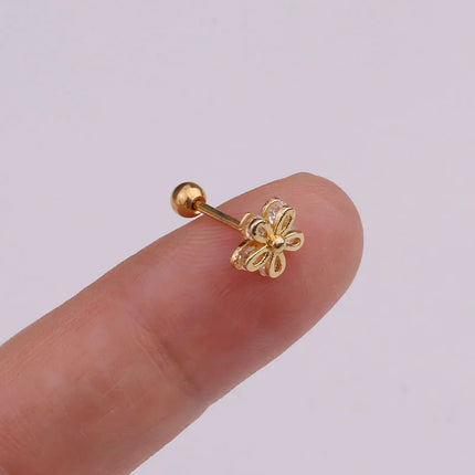 1PC Gold/Silver Color New Design Cz Curved Bar Cartilage Earring Conch Piercing Helix Stud Ear Piercing Jewelry