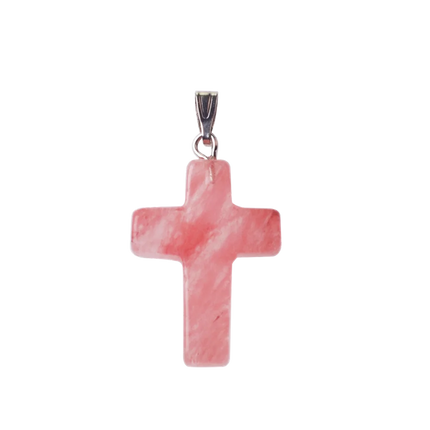 Natural Stone Cross Pendant Necklace Women Men 18inch Black Leather Cord Custom Crystal Choker Chakra Jewelry Findings