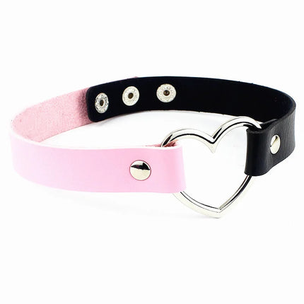 Punk Women Ladies Accessories Goth Japanese Harajuku Kawaii Lolita Jewelry PU Leather Collar Heart Necklace Bdsm Body Harness