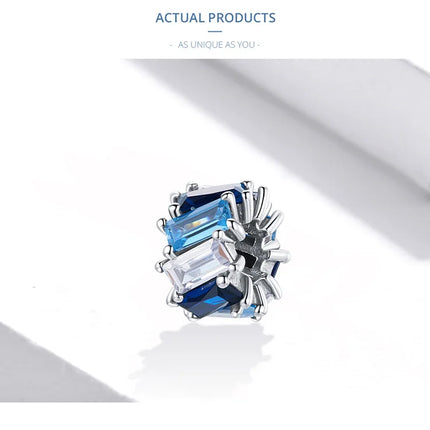 WOSTU 925 Sterling Silver Blue Conch Charm Ocean Bead Animal Turtle Starfish Pendant Fit Original Bracelet Necklace DIY Jewelry