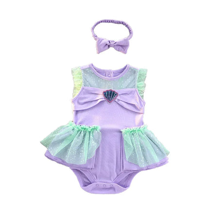 Baby Romper TUTU Dress With Headband Infant Baby Princess Girl Clothes Size 3-18M Cute Design Baby Dress Party Costumes
