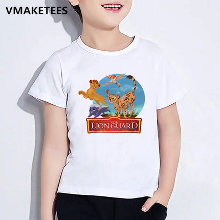 Kids Lion King Character Cartoon Print T-shirt Children Funny Clothes Girls & Boys Summer White Baby T shirt
