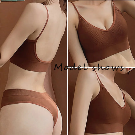 Women's Underwear Cotton Sexy Seamless Bra and Panty Set Wire Free Brassieres Female Womens Lingerie Underwear & Sleepwears