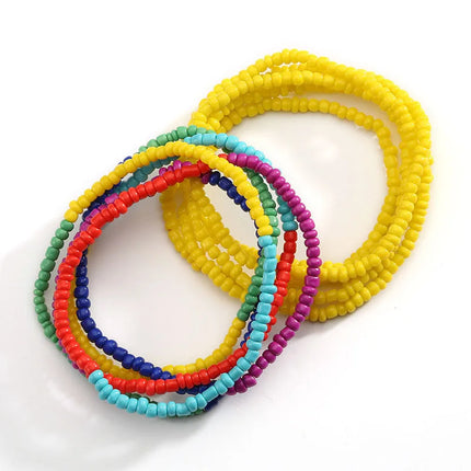 2 Pcs Sexy Summer Waist Bead Chains African Belly Beads Colorful Beach Bikini Body Belly Chain Elastic Jewelry for Women Girls