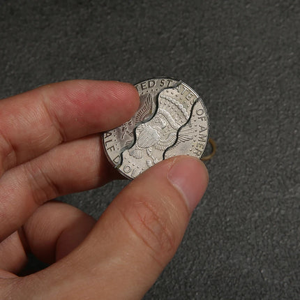 Bite Coin Half Dollar Magic Coin In Beer Bottle Two Folding Coin Magic Tricks Magic Pocket Bite Out Restore Coin Magic Props
