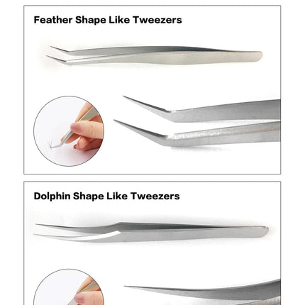 NAGARAKU Stainless Steel Straight Curved Nail Volume Eyelash Accurate Tweezers Nippers Pointed Clip Set Makeup Tools