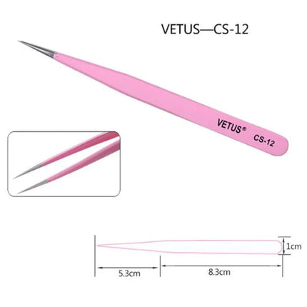 Stainless Steel Eyelashes Tweezers Anti-static High Precision VETUS Tweezers Professional Volumn Lash Extension Makeup Tool