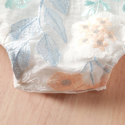 Citgeett Summer Infant Baby Girls Bodysuit Embroidered Flower Pattern Sleeveless Backless Patchwork Jumpsuit Clothes