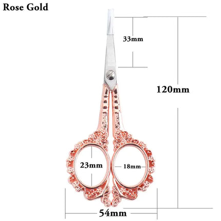 1PC(7.8*15cm) Stainless Steel 6Color Retro Scissors For Makeup/Embroidery/Nails/Sewing Trimmer Metal  Scissor Cuticle Tool P4006