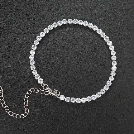 Iced Out 4MM Zircon Tennis Anklet Bracelet for Women Dazzling Bracelet on The Leg Chain Sexy Decoration on Foot Fashion Jewelry