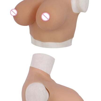 DIY Inflatable Realistic Silicone Fake Boobs Breast Forms Round Collar for Transgender Crossdresser Drag Queen Cosplay