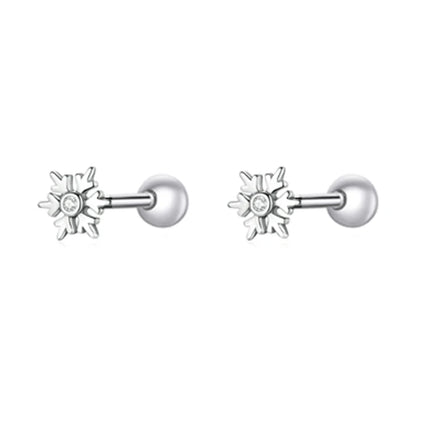 Bamoer 925 Sterling Silver Brilliant Star Earrings for Women Tiny Butterfly Stud Earrings Snowflake Girl Ear Studs Fine Jewelry