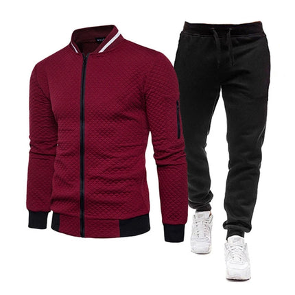 Men's Autumn Winter Tracksuit Zipper Hoodie and Pants 2 Piece Casual Sportswear Jogger Running Suit Fitness Sweatshirt Cardigian