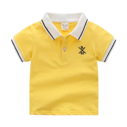 Summer Solid Color Boys Shirts Cotton Kids Polo T-shirts Toddler Tops Tees Quality Children's Clothes