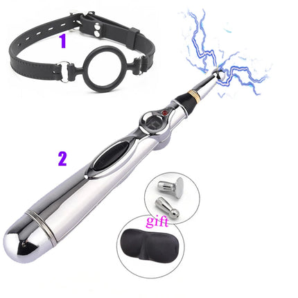 Electric Shock Vagina Pen Labia Clips Nipple Clamp Bdsm Bondage Clit Stimulator Set Restraint Strap Mouth Gag Vibrator Sex Toys