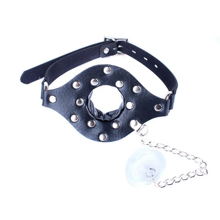 Leather Gag Open Mouth Gag With Stopper BDSM Bondage Restraints Slave Gag Fetish Oral Fixed Sex Adult Game Erotic Toys For Women