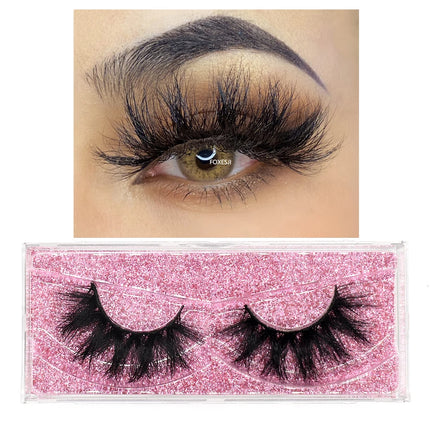 FOXESJI False Eyelashes 3D Mink Eye Lashes Strip Fluffy Dramatic Thick Cross Mink Eyelashes Soft Wispy Fake Eyelashes Extension