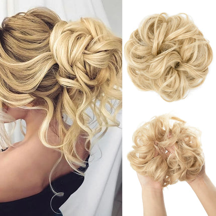 Synthetic Hair Bun Extensions Messy Curly Elastic Hair Scrunchies Hairpieces Synthetic Chignon Donut Updo Hair Pieces for Women