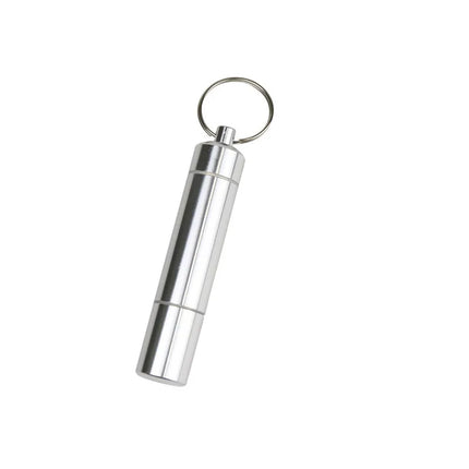 1pcs Silver Aluminum Alloy Cigarette Box Waterproof Cigarette Case Pill Toothpick Capsule Holder with Keychain Mens Gift