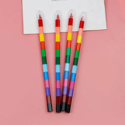 12 Colors Graffiti Crayons Stackable Puzzle Crayon Pens Total Length 10'' Kids Students Coloring Set for Home Xmas Party