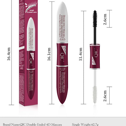 Double Head Lash Tint 4D Silk Fiber Makeup Mascara Eyelash Growth Liquid Long Thick Waterproof Long Lasting Natural Curling