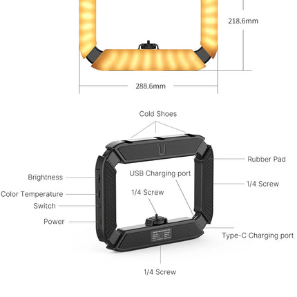 Ulanzi U-200 Ring Light Photography Led Video light BI-color Camera With phone clip cold shoe for Youtube Live Rig lamp