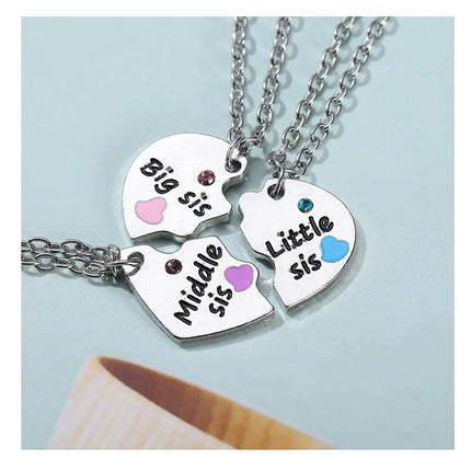 Zircon Best Friend Zircon Love Couple Pendant Necklace 2 Pcs/ Set Rainbow Broken Heart BFF Good Friends Friendship Jewelry Gift