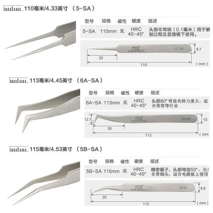 Vetus 6A-SA 3D/6D Volumn Eyelash Extension Tweezers Stainless Steel Fan Lashes Tweezers Excellent Closure Makeup Tools