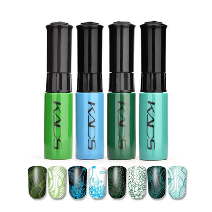 KADS 5/4 Pcs Stamping Varnish Set Nail Stamping Polish Kit Black Nail Art Polish Manicure Stamping Lacquer for Template Nails