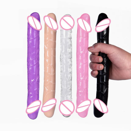 Double Head Dildo Long Jelly Realistic Dildo Double Ended Dildo Flexible Big Penis for Women Masturbator Sex Toys for Lesbian