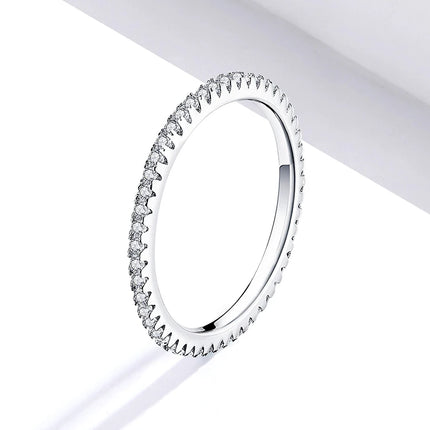 BAMOER White Gold Plated Solid 925 Sterling Silver CZ Simulated Diamond Stackable Ring Eternity Bands for Women
