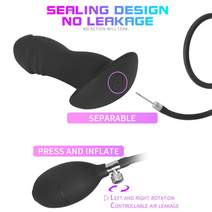 Inflatable Silicone Penis/Ball Gag Oral Dildo Open Mouth Plug Expandable Pump Big Anal Butt Plug Vibrator BDSM Flirt Sex Tools