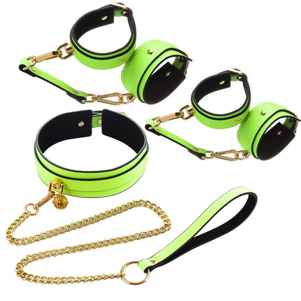 Thierry 3 PCS Luminous Erotic Sex Toys For Couples Adult Game BDSM Sex Kits Bondage Set Handcuffs ankle cuffs Collar Fetish toy