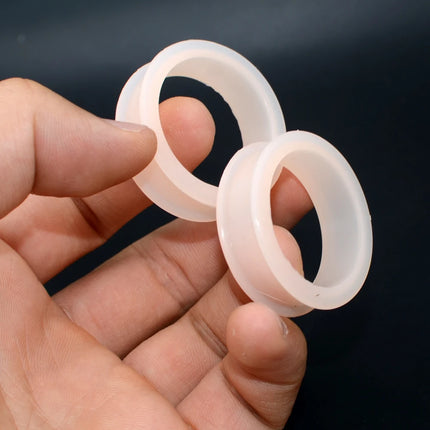 1Pair 3mm-76mm Big Size Hollow Black Silicone Flexible Double Flared Flesh Ear Tunnel Plugs Gauge Expander Stretchers Jewelry