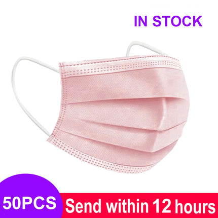 Pink Black Disposable Non-woven 3-layer Face Mask Breathable Mask With Elastic Earband Breathable Adult Mouth Mask