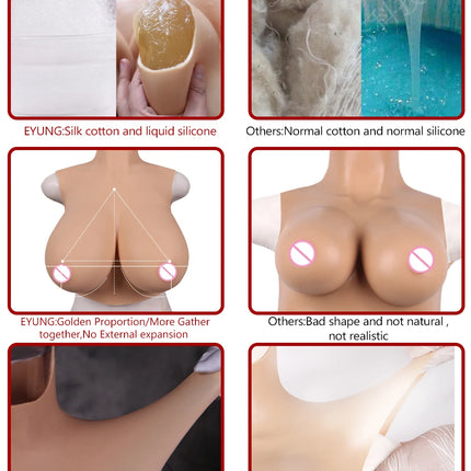 Eyung Huge Fake Breast Forms Fake Boobs Realistic Silicone for Crossdressers Drag Queen Shemale Crossdressing Breastplates Boobs
