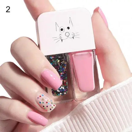 Manicure Water-based Bright Scrub Can Tear Gemini Nail Polish Two Bottles Set Twin Nail Polish Combination Glitter Nal Art Tools