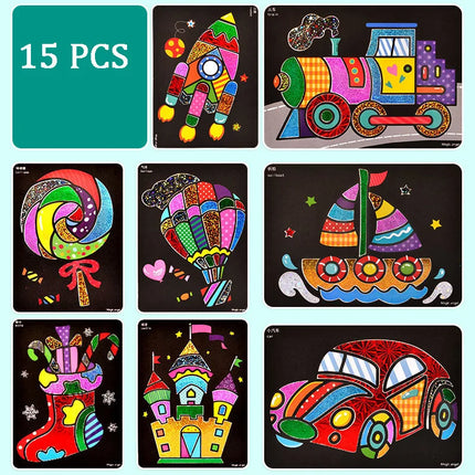 DIY Magic Rainbow Art Stickers Drawing Set Creative Drawing Toys Early Learning Educational Toys for Children Kids Handmade Gift